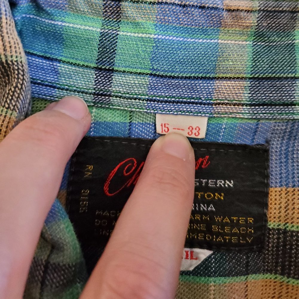 vintage 1970s colorful plaid button up by Champion - Picture 2 of 4